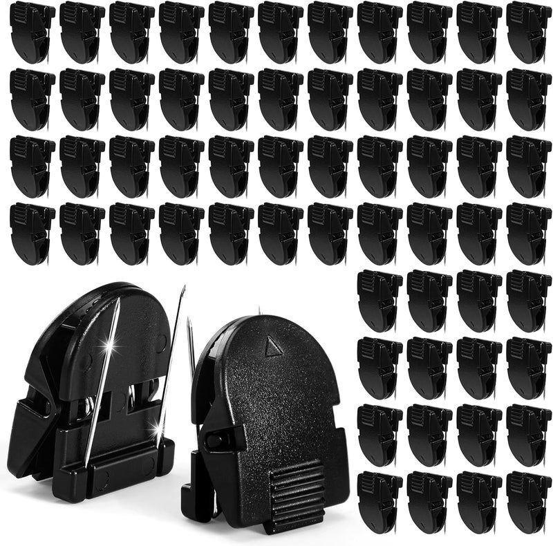 GOOLADA 60Pcs Black Cubicle Clips, Cubicle Hooks for Walls, Plastic Push Pins, Thumb Tacks for Cork Board,Cubical Accessories for Work for Bulletin Board, Fabric Wall, Classroom, School, Office - Image 1